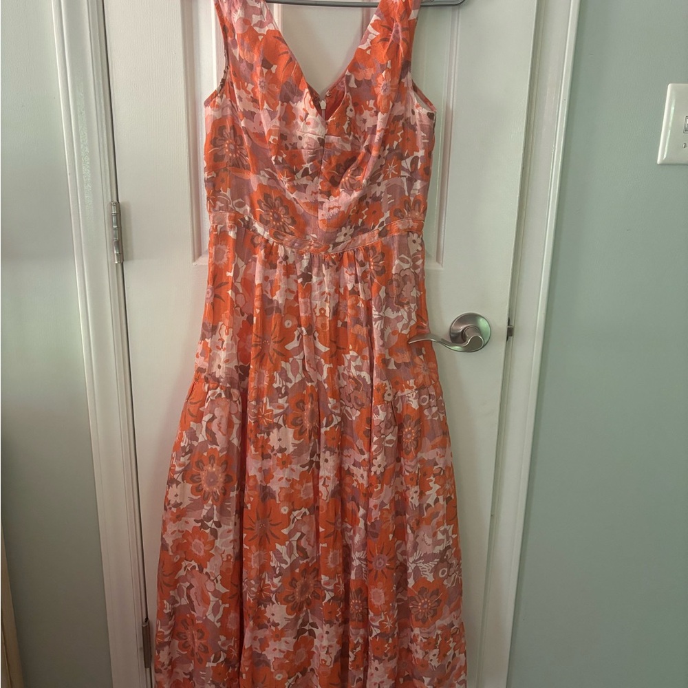 Hopes for Flowers Floral Orange Sleeveless Dress size 2